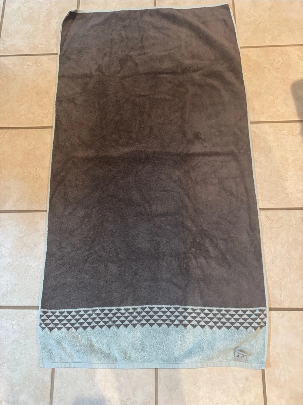 Apt. 9 Light Teal Or Green and Brown Cotton Bath Towels with Geometric Border 5